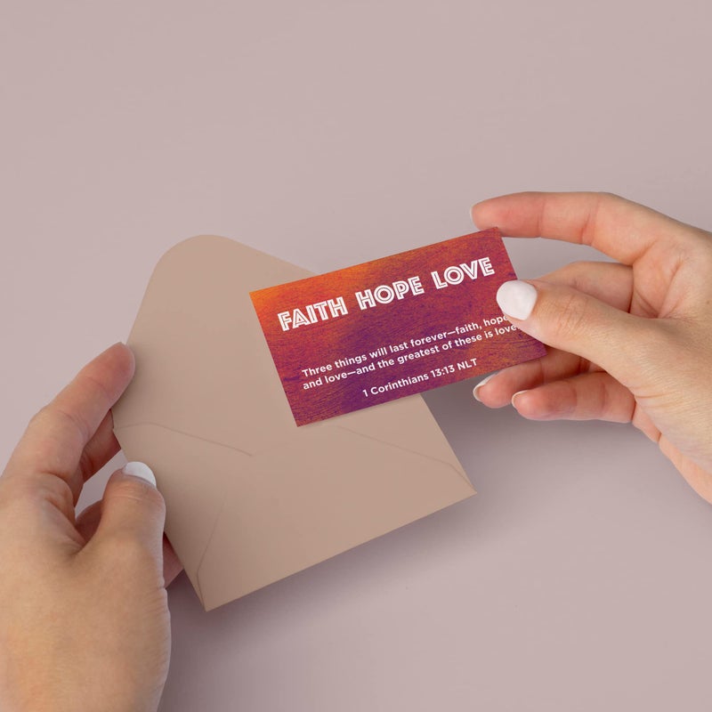Logos Trading Post Faith Hope Love, 1 Corinthians 13:13, Bulk Pack of 25 Affirmation Scripture Cards for Kids, Pass it On Christian Bible Verse Cards for Sunday School, Childrens Church, & Youth Group Ministry - Image 4